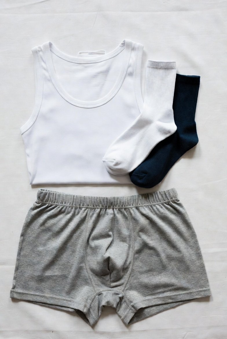 Plain folded singlets and socks from the innerwear and socks range